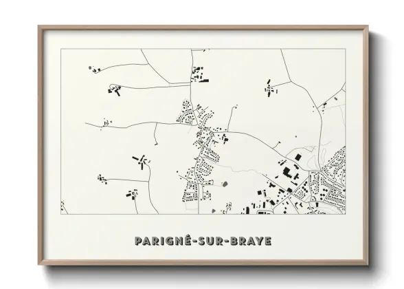 Une affiche de carte sur Parigné-sur-Braye
