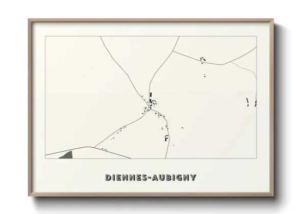Une affiche de carte sur Diennes-Aubigny