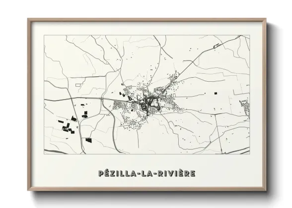 Une affiche de carte sur Pézilla-la-Rivière