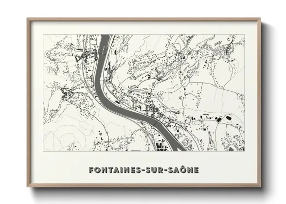 Une affiche de carte sur Fontaines-sur-Saône