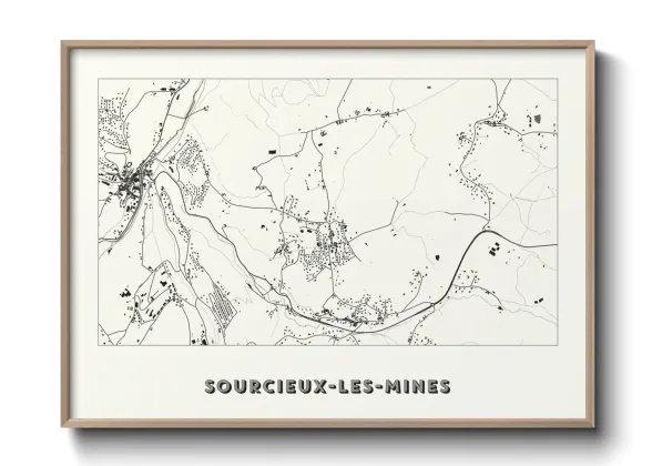 Une affiche de carte sur Sourcieux-les-Mines