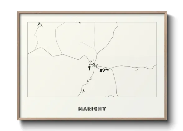 Une affiche de carte sur Marigny