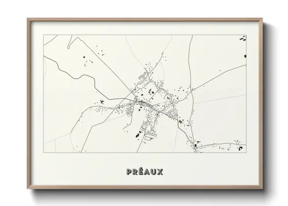 Une affiche de carte sur Préaux