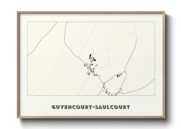 Une affiche de carte sur Guyencourt-Saulcourt