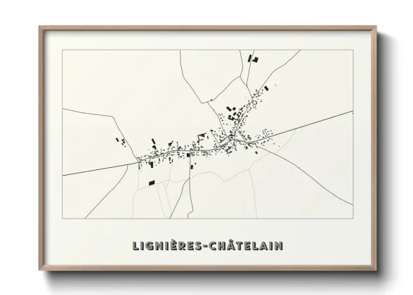 Une affiche de carte sur Lignières-Châtelain