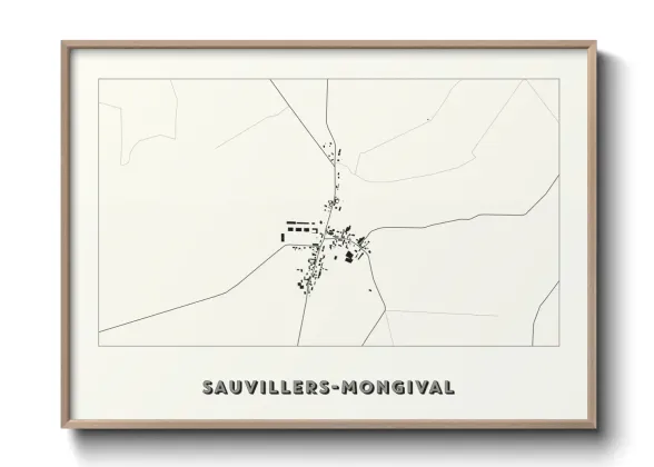Une affiche de carte sur Sauvillers-Mongival