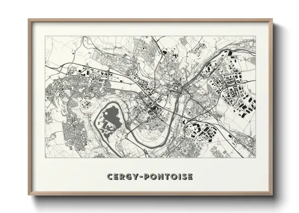 Une affiche de carte sur Cergy-Pontoise