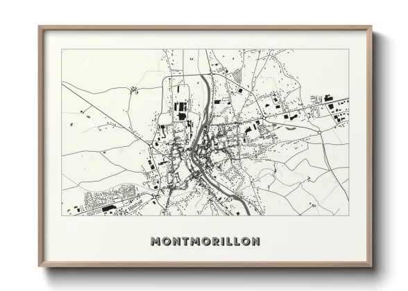Une affiche de carte sur Montmorillon