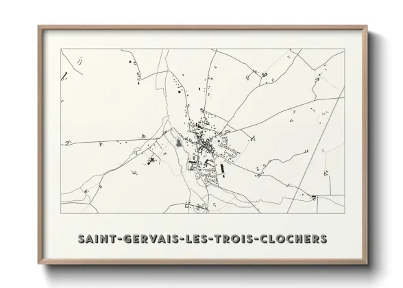 Une affiche de carte sur Saint-Gervais-les-Trois-Clochers