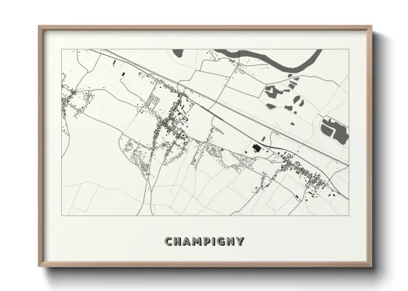 Une affiche de carte sur Champigny
