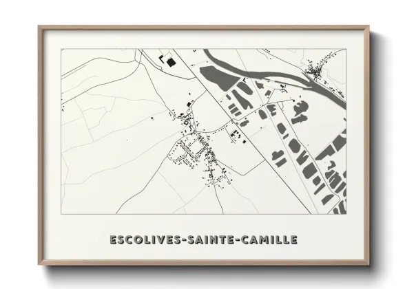 Une affiche de carte sur Escolives-Sainte-Camille