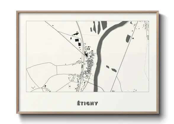 Une affiche de carte sur Étigny