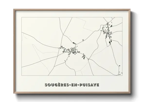 Une affiche de carte sur Sougères-en-Puisaye