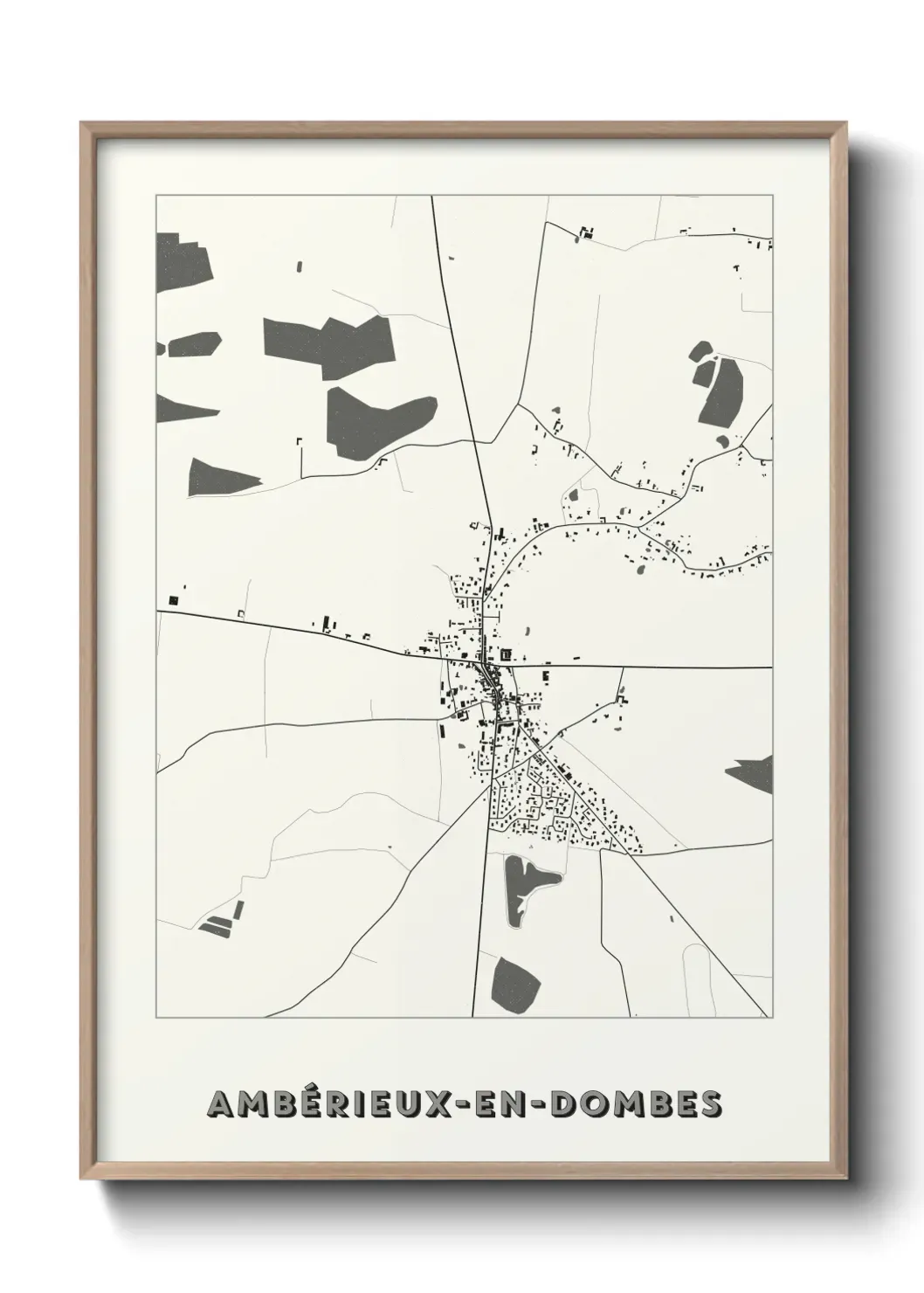 Un poster carte Ambérieux-en-Dombes