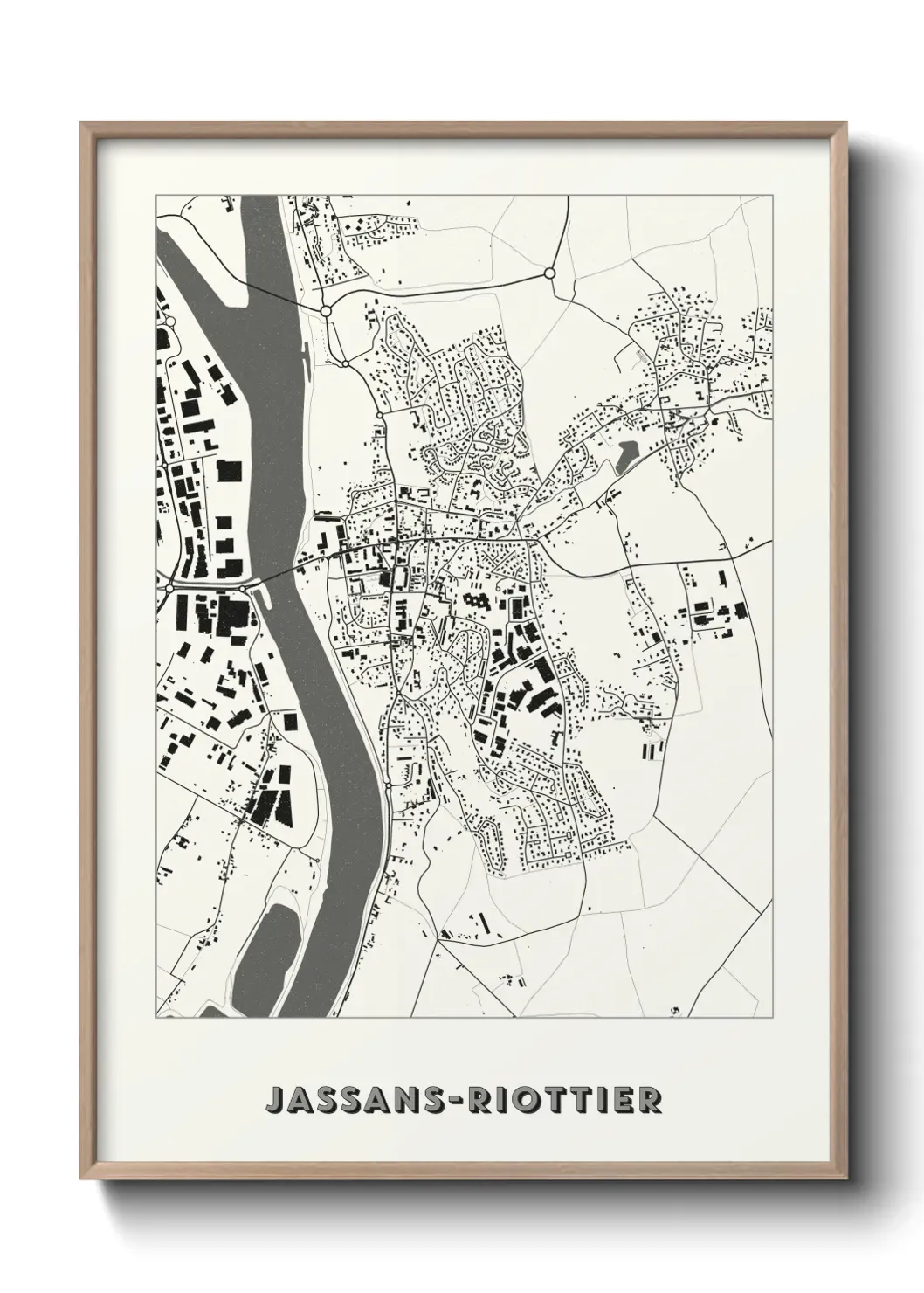 Un poster carte Jassans-Riottier