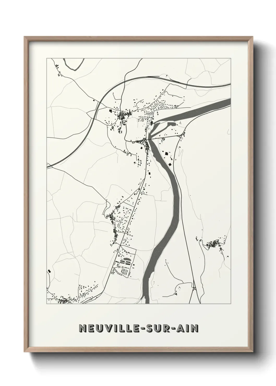 Un poster carte Neuville-sur-Ain