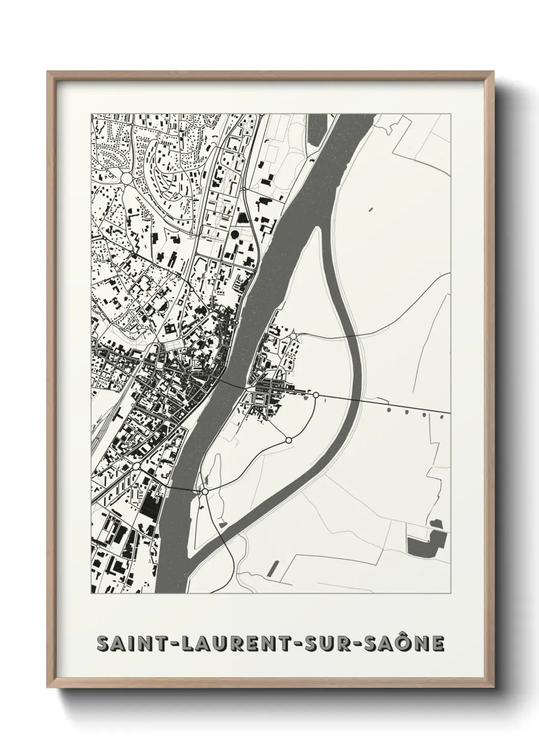 Un poster carte Saint-Laurent-sur-Saône