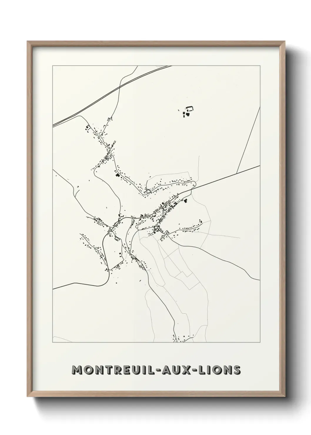Un poster carte Montreuil-aux-Lions