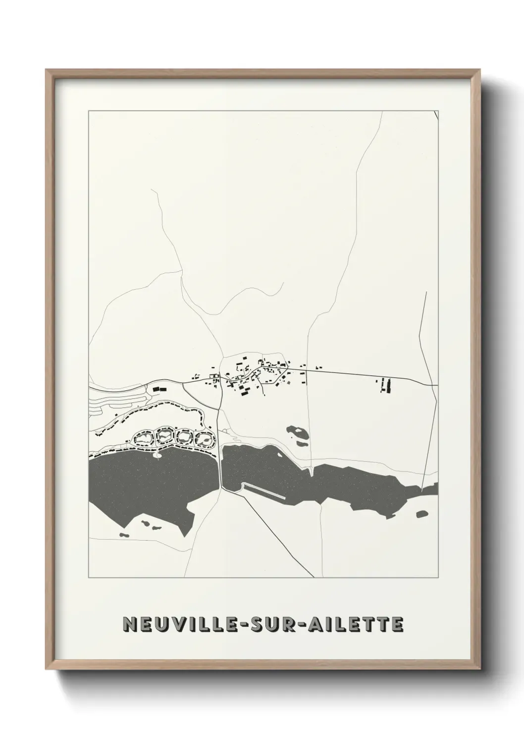 Un poster carte Neuville-sur-Ailette