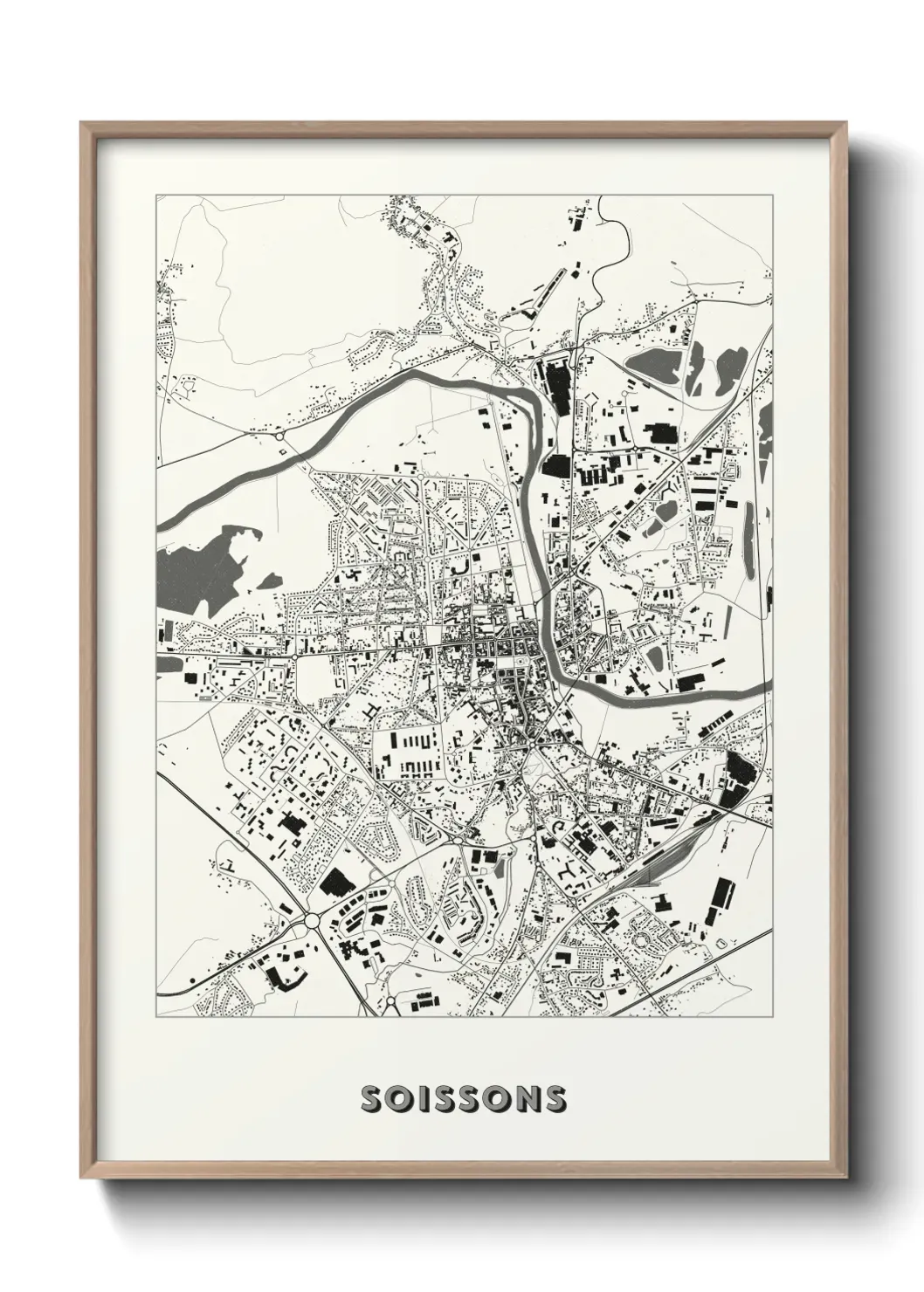 Un poster carte Soissons