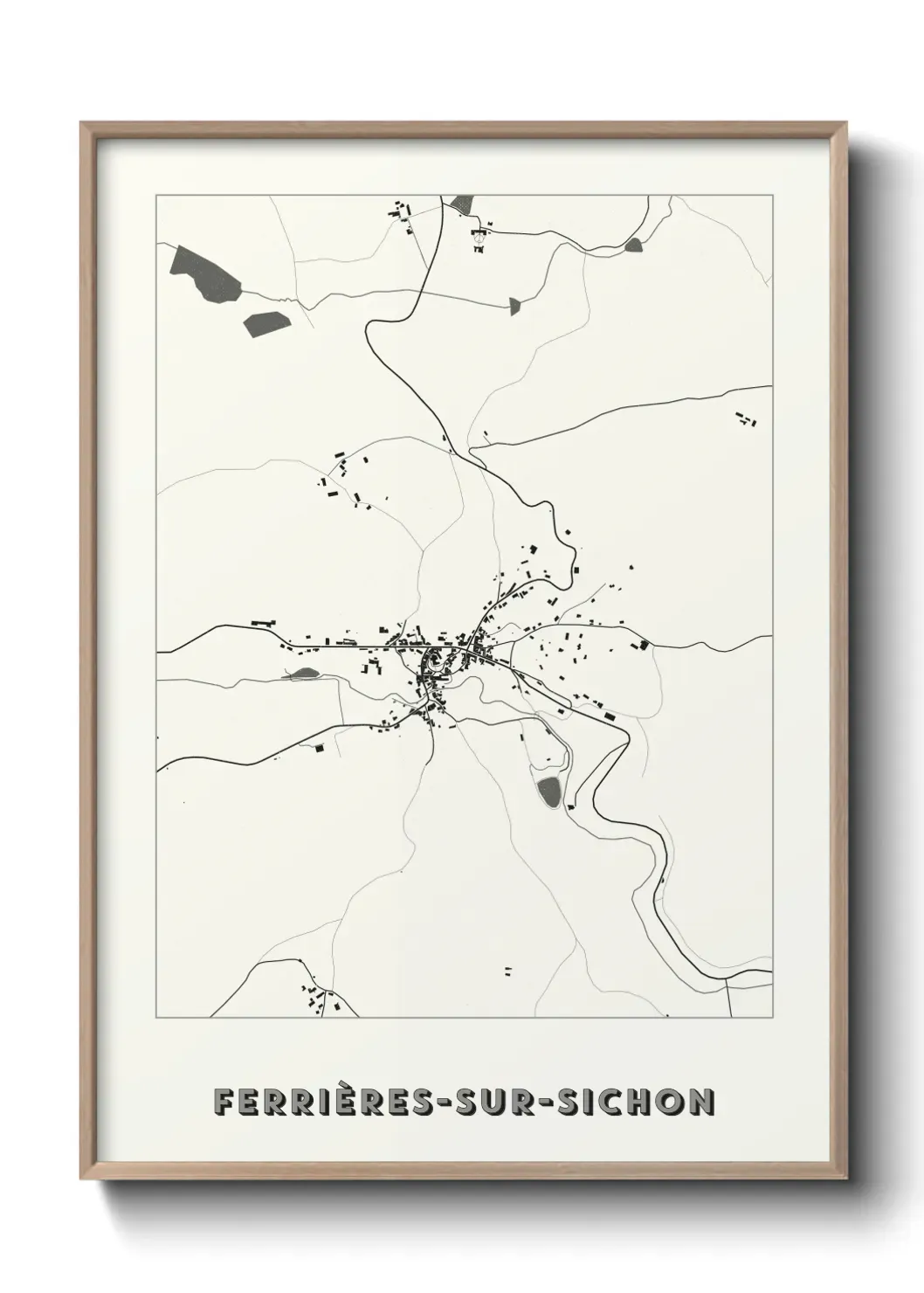 Un poster carte Ferrières-sur-Sichon