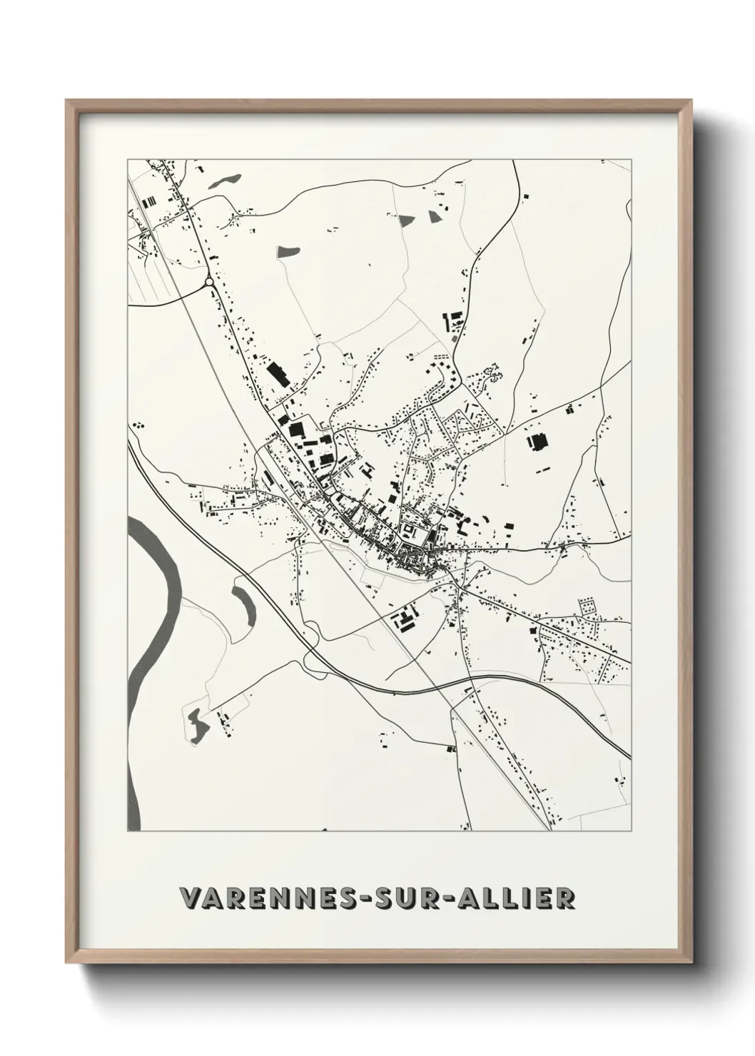 Un poster carte Varennes-sur-Allier