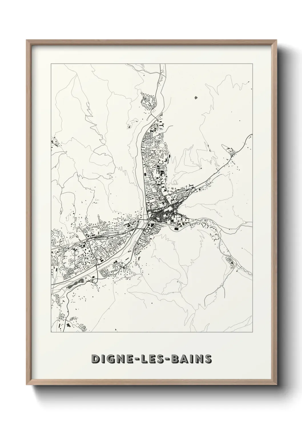 Un poster carte Digne-les-Bains