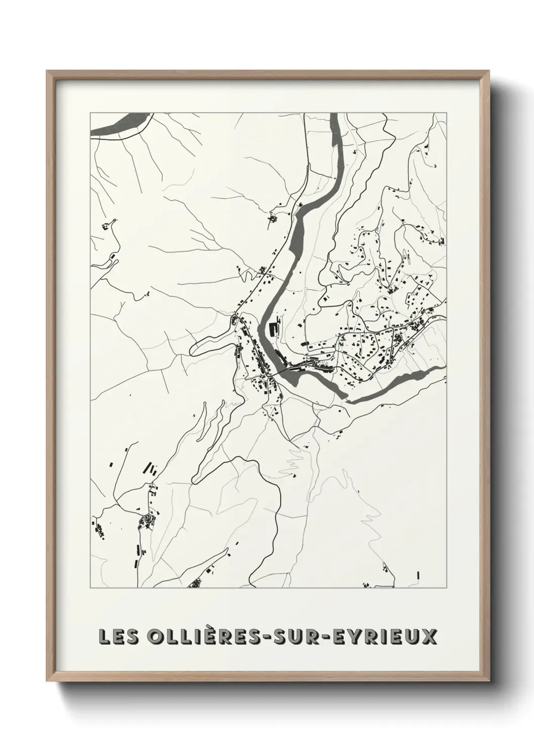 Un poster carte Les Ollières-sur-Eyrieux