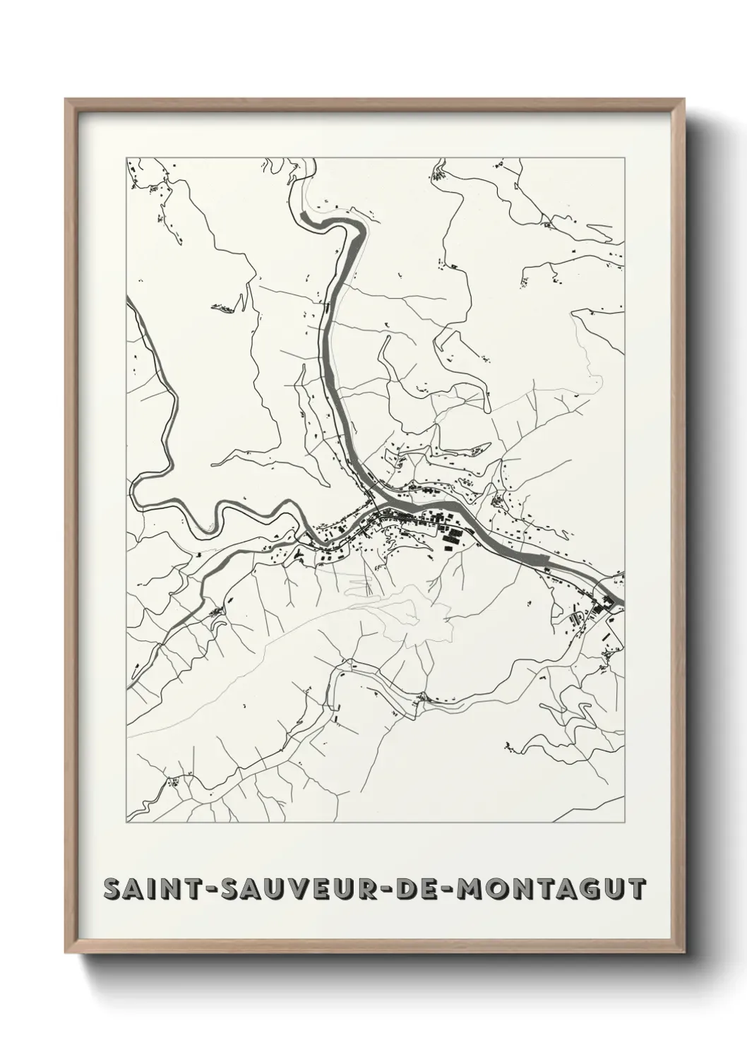 Un poster carte Saint-Sauveur-de-Montagut