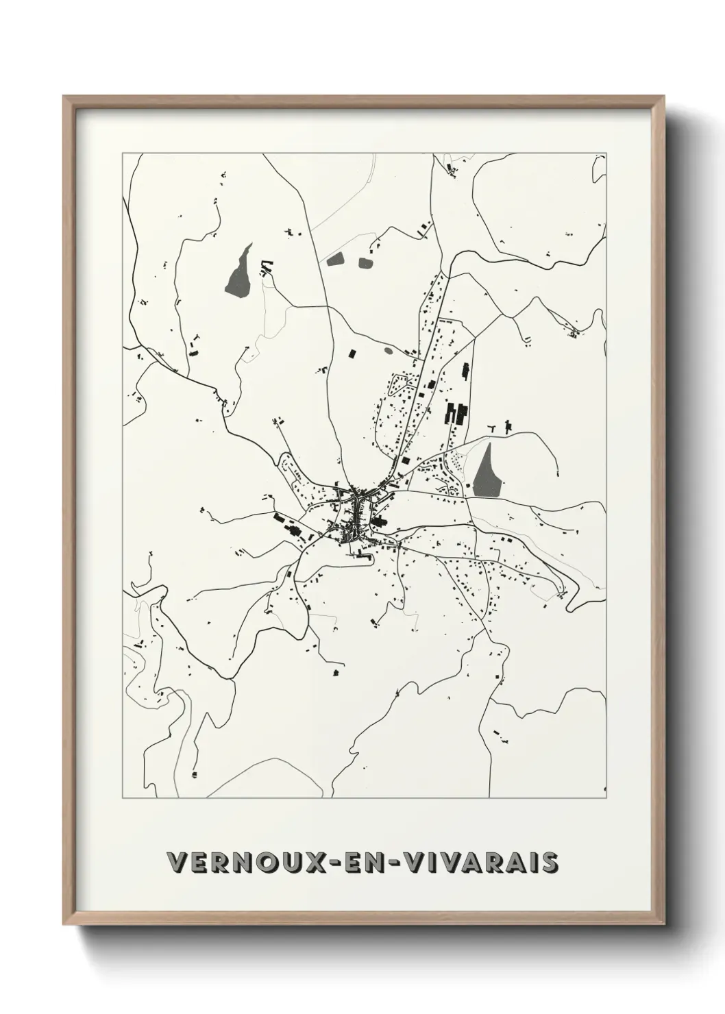 Un poster carte Vernoux-en-Vivarais