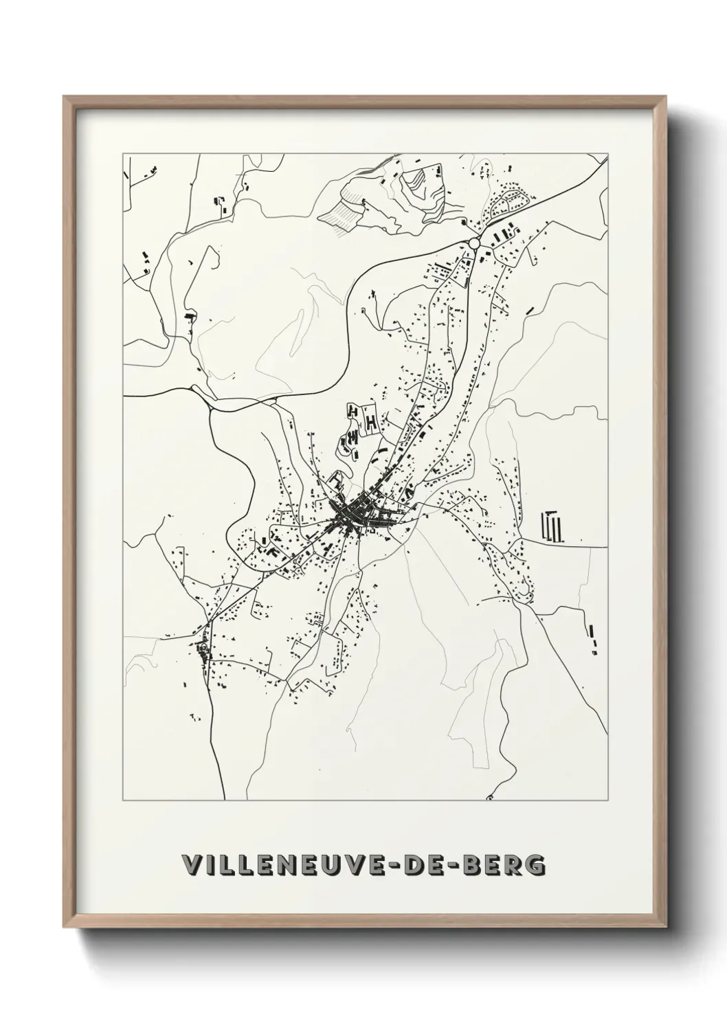 Un poster carte Villeneuve-de-Berg