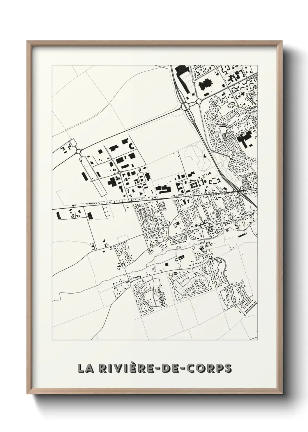 Un poster carte La Rivière-de-Corps