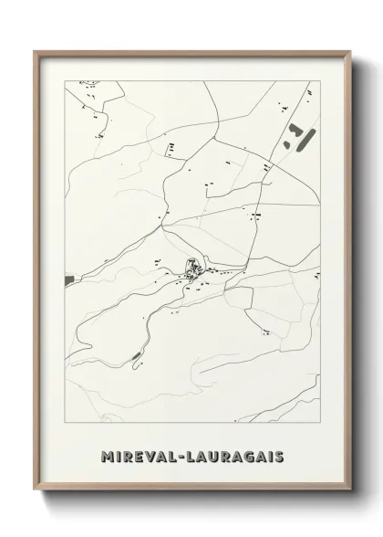 Une affiche de carte sur Mireval-Lauragais