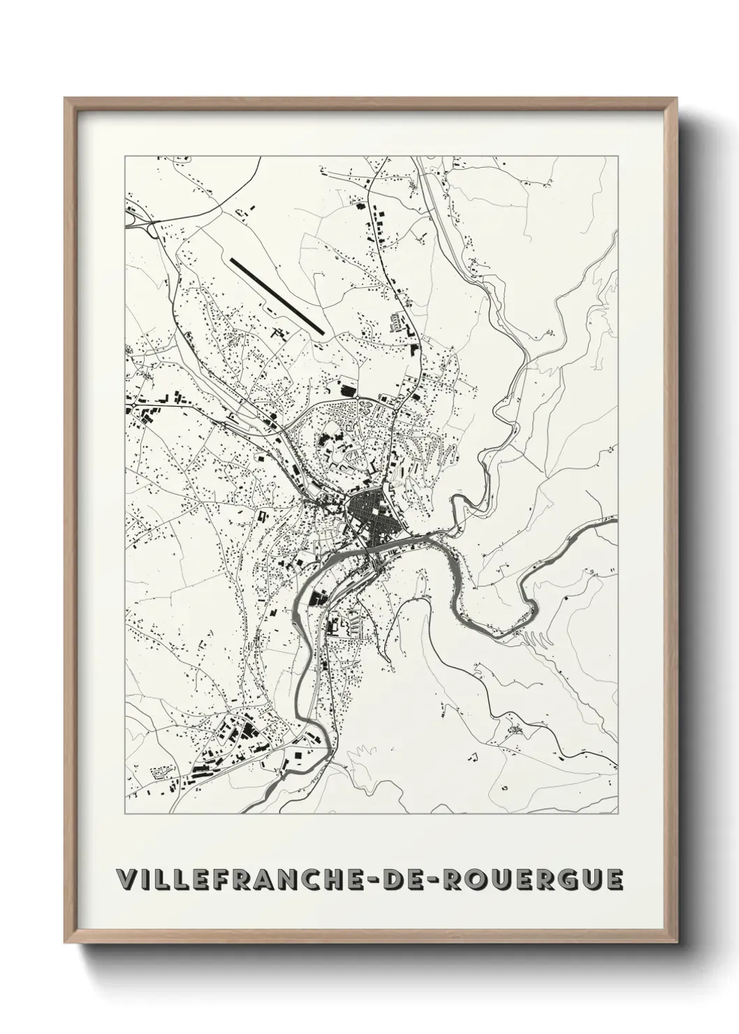 Un poster carte Villefranche-de-Rouergue