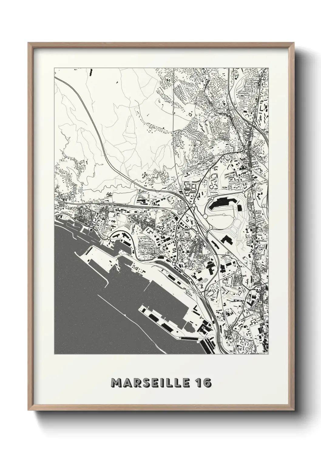 Un poster carte Marseille 16
