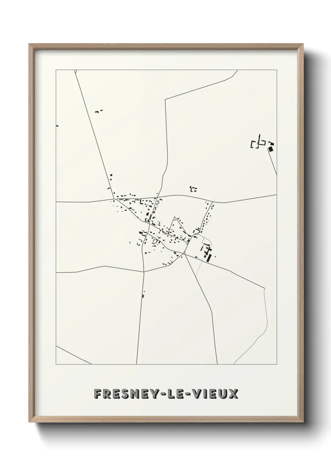 Un poster carte Fresney-le-Vieux