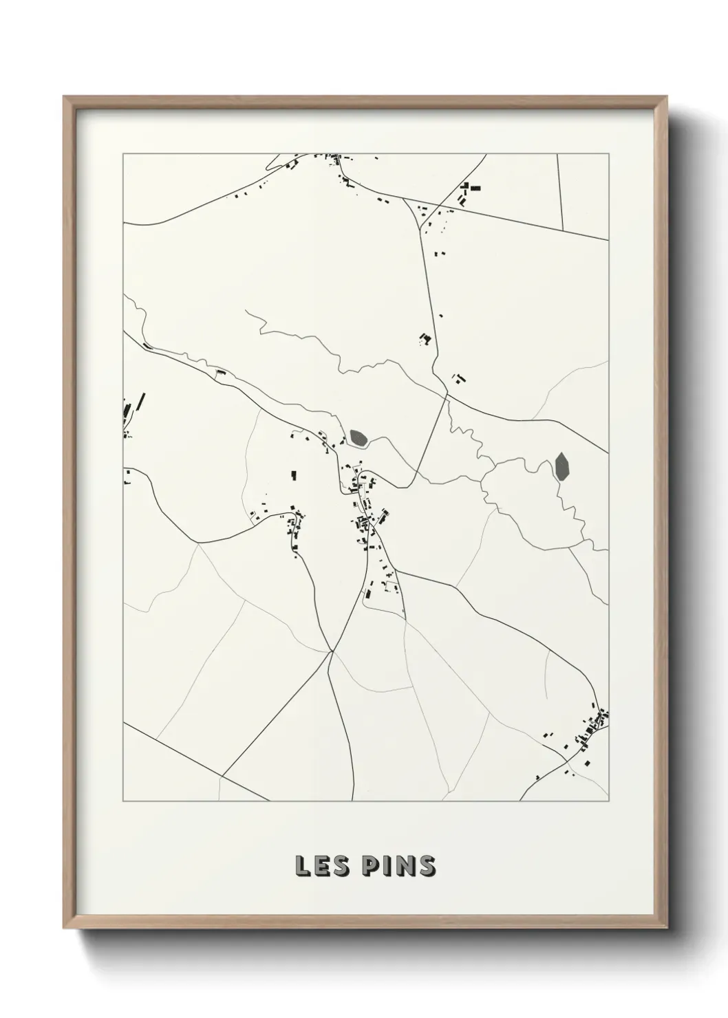 Un poster carte Les Pins