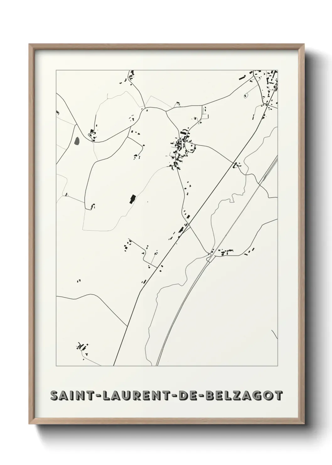 Un poster carte Saint-Laurent-de-Belzagot