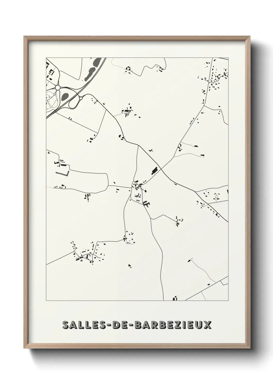 Un poster carte Salles-de-Barbezieux
