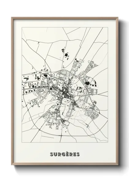 Une affiche de carte sur Surgères