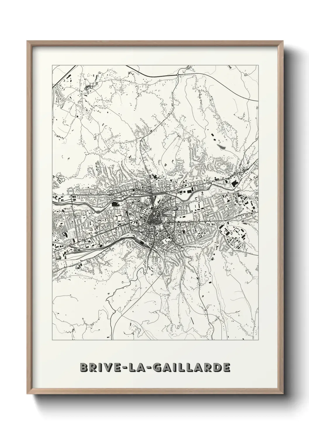 Un poster carte Brive-la-Gaillarde