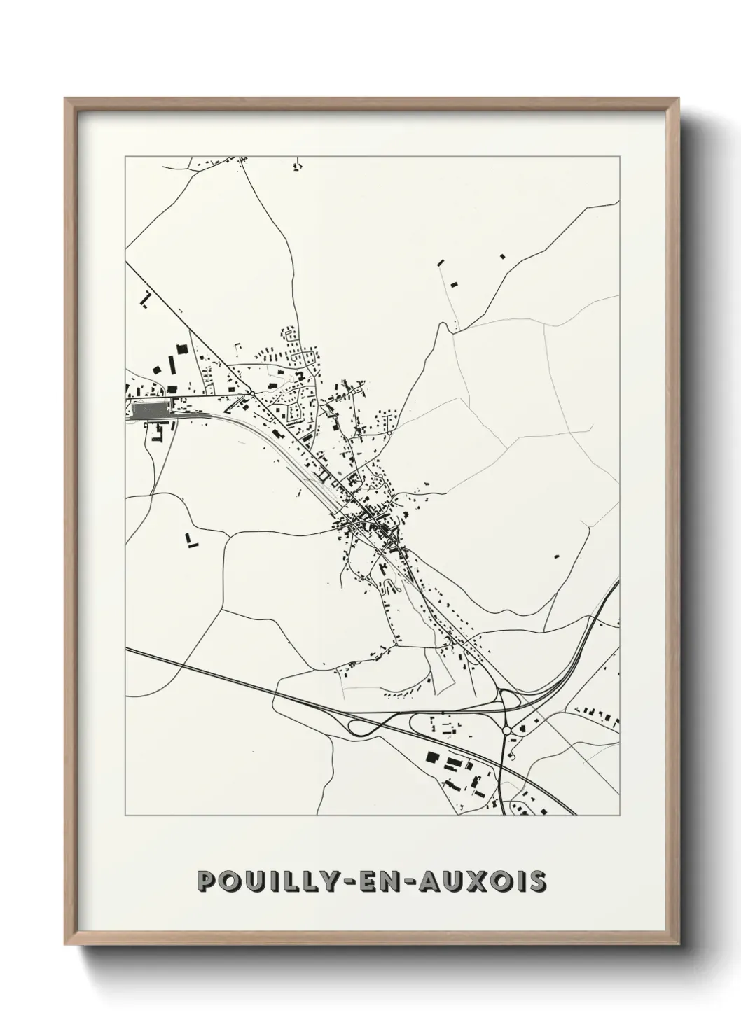 Un poster carte Pouilly-en-Auxois