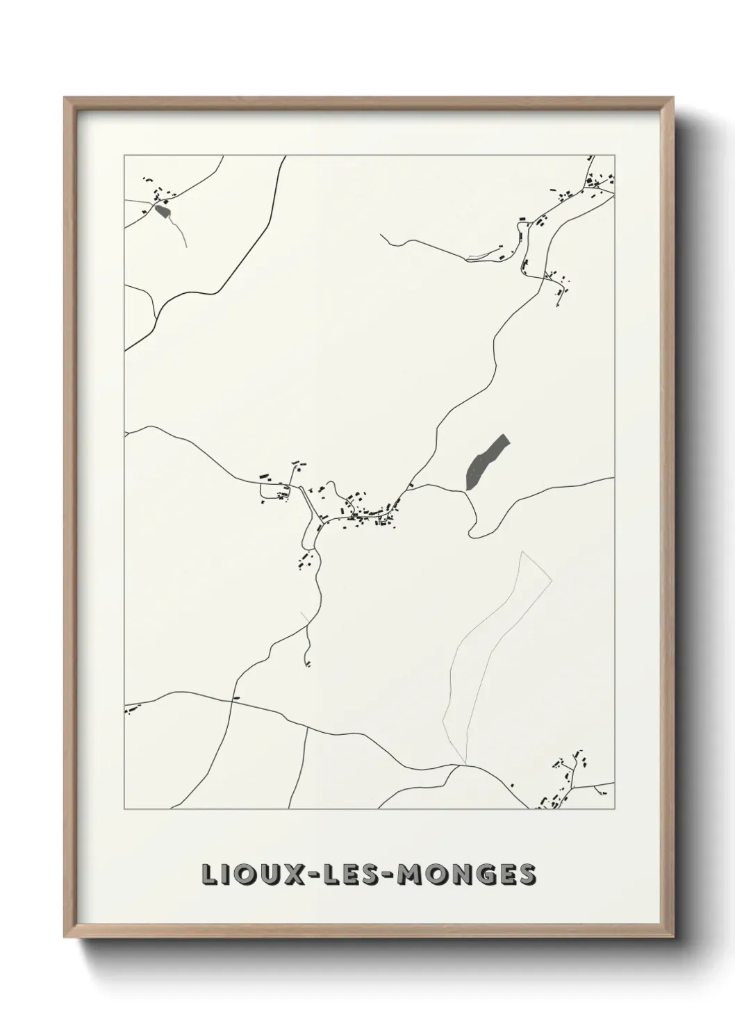 Un poster carte Lioux-les-Monges