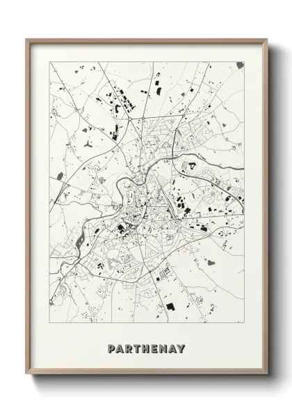 Une affiche de carte sur Parthenay