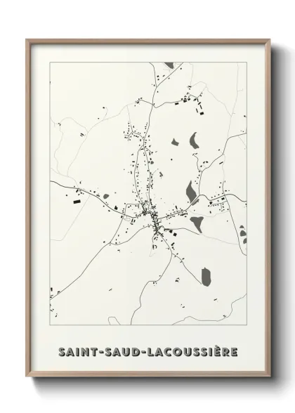 Une affiche de carte sur Saint-Saud-Lacoussière