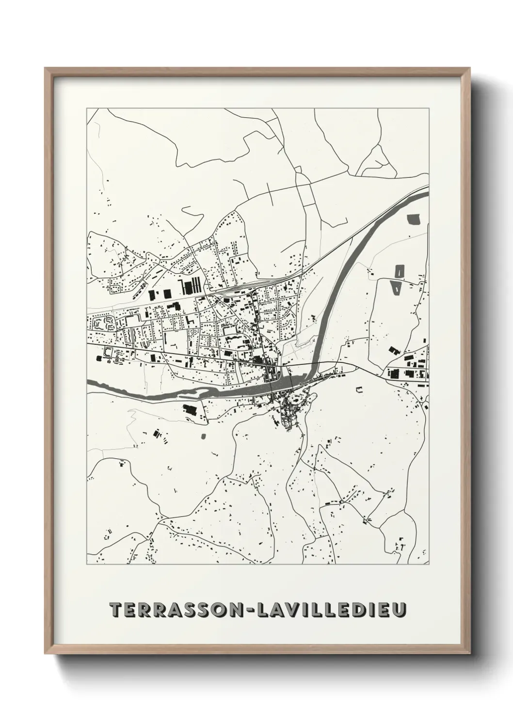 Un poster carte Terrasson-Lavilledieu