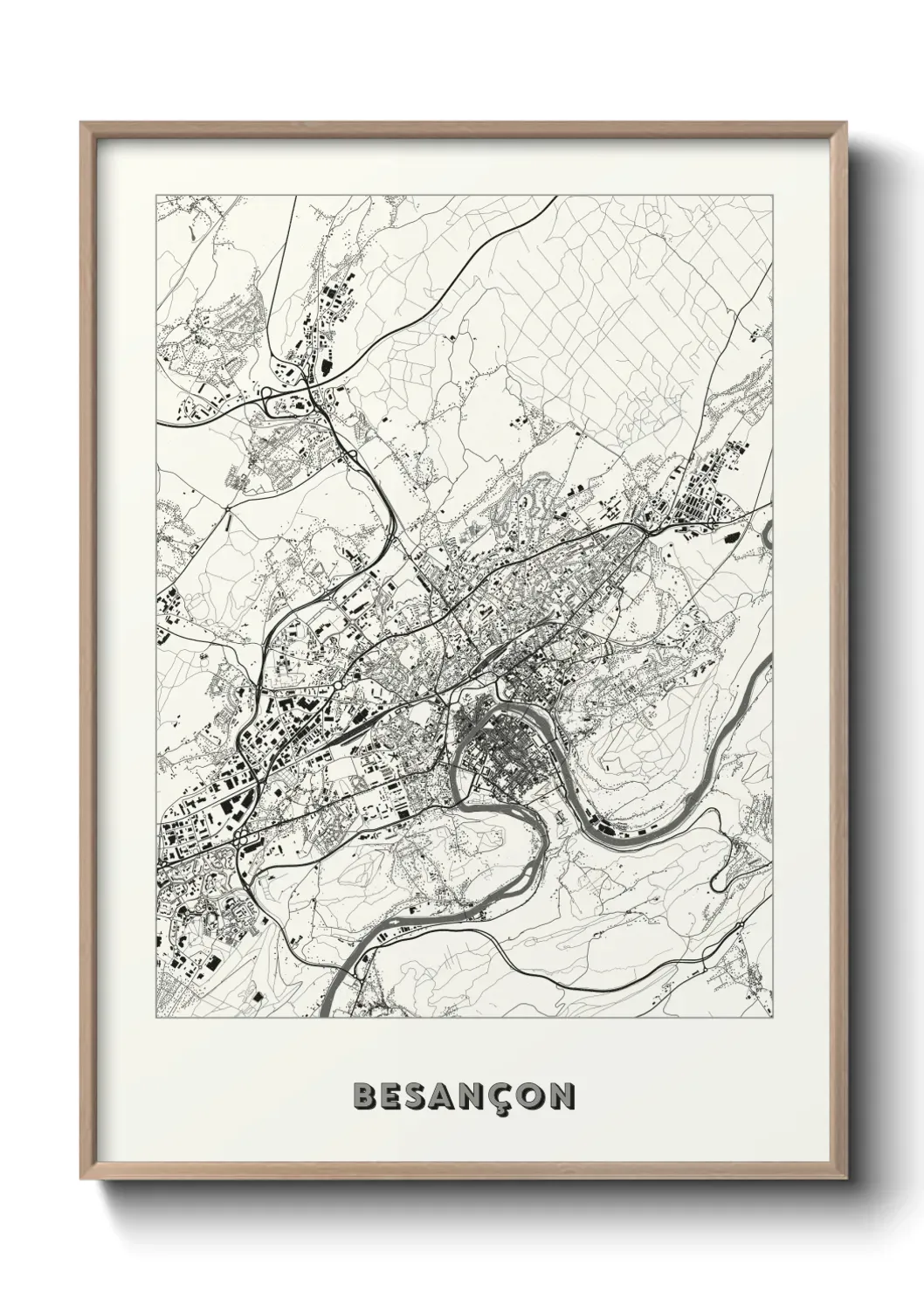 Un poster carte Besançon