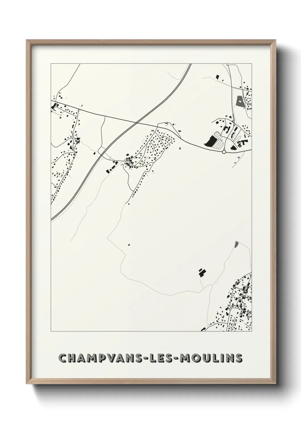 Un poster carte Champvans-les-Moulins