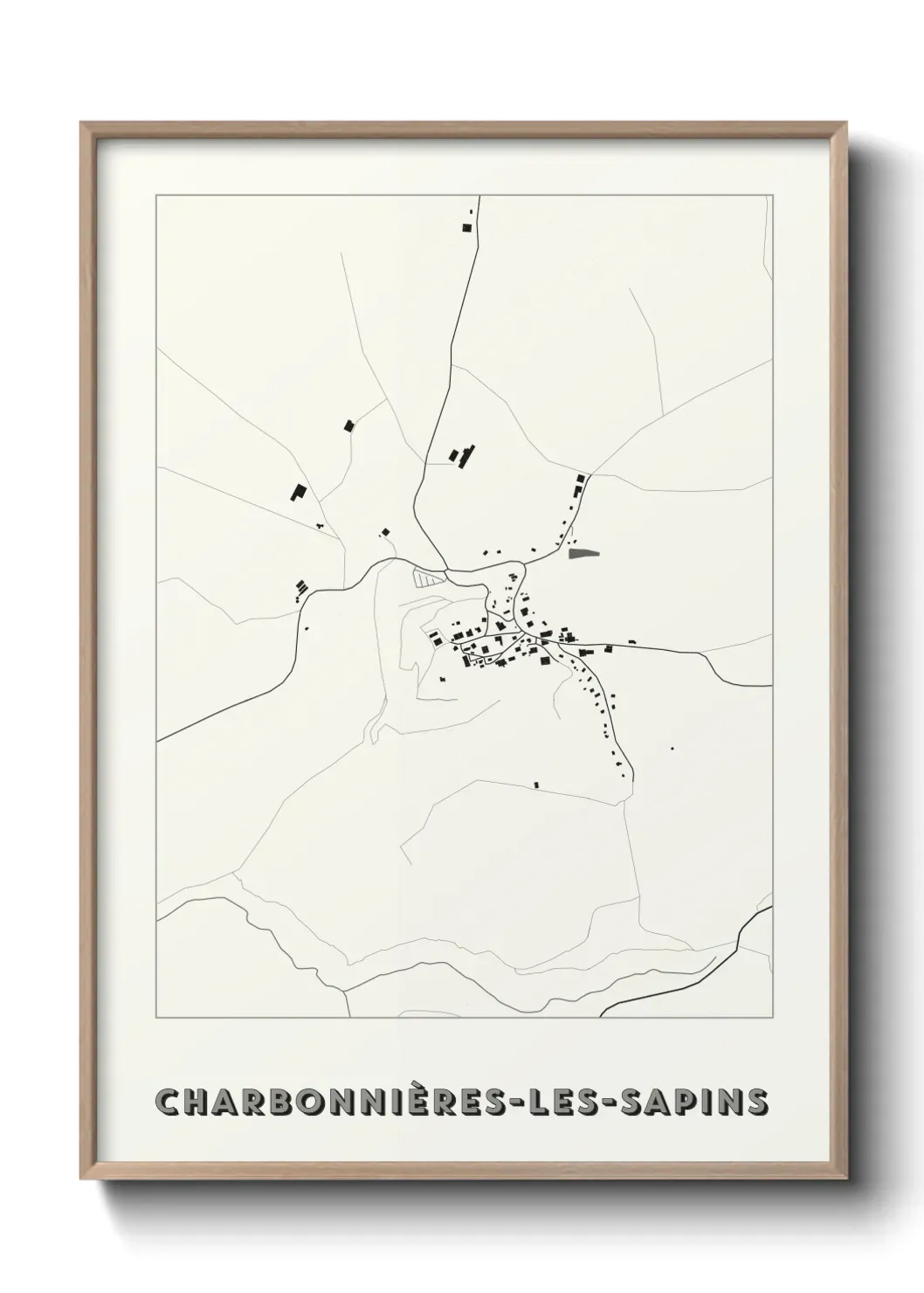 Un poster carte Charbonnières-les-Sapins