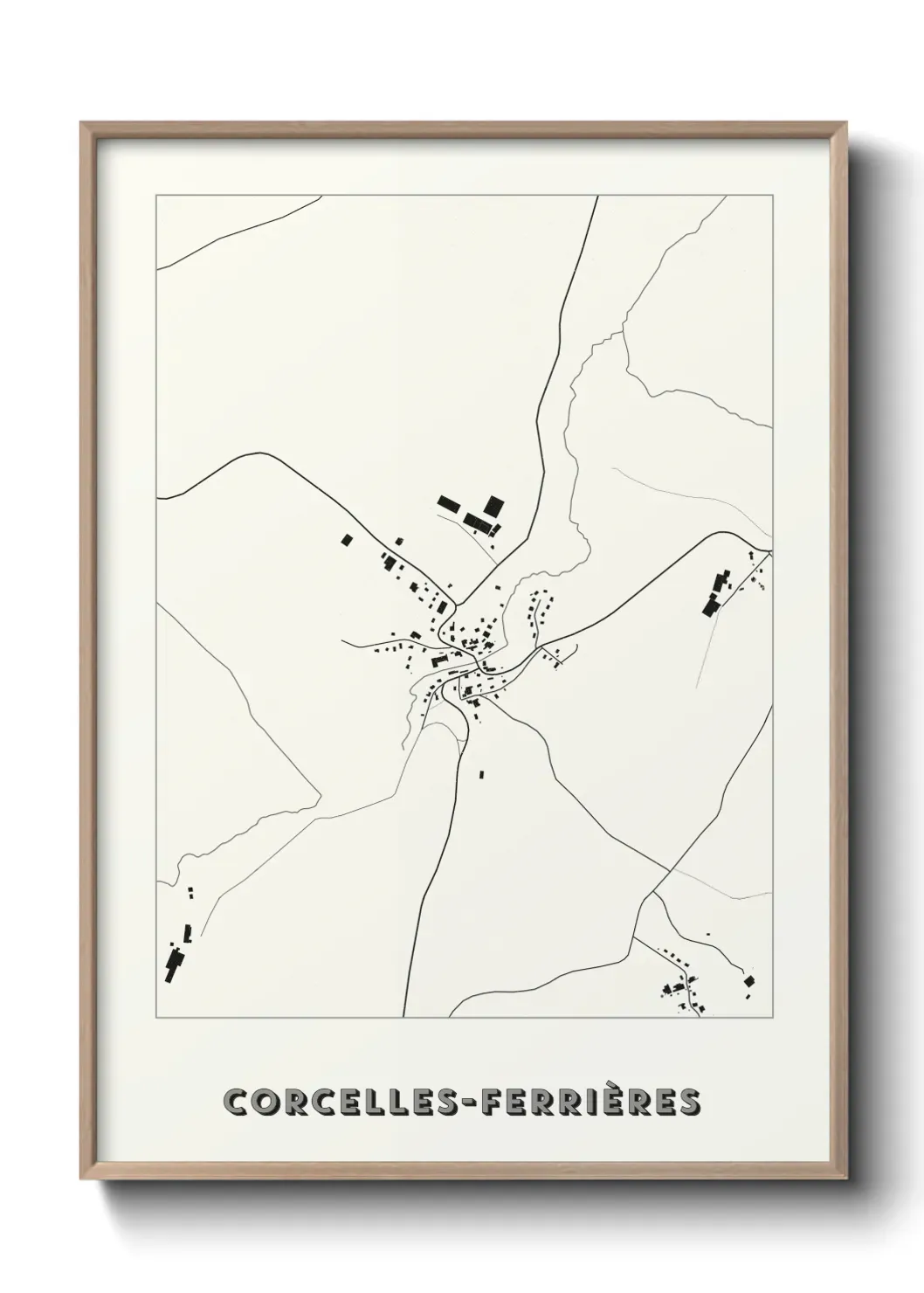 Un poster carte Corcelles-Ferrières